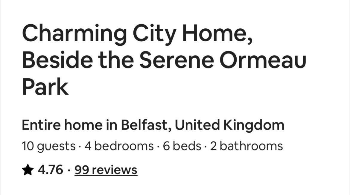 Charming City Home, Beside The Serene Ormeau Park 벨파스트 외부 사진